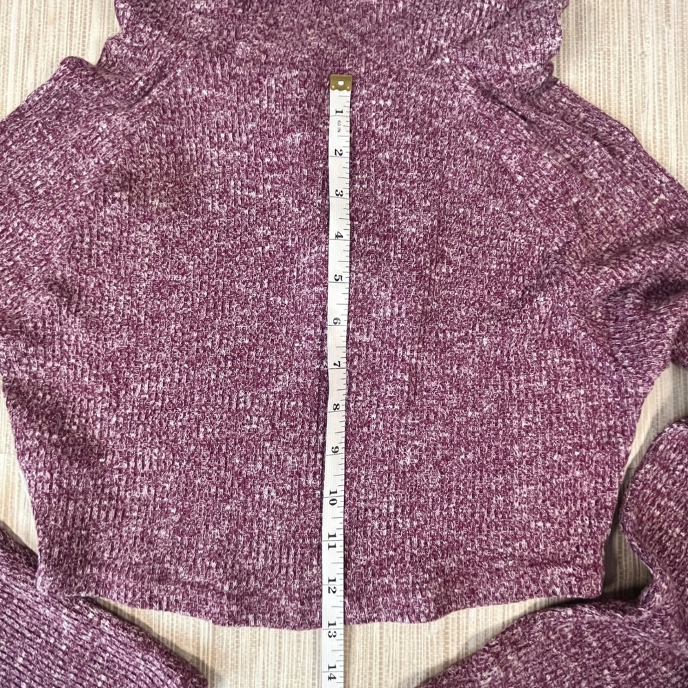 Gymshark Cropped Speckled Knit Hoodie Purple Long Sleeve Hooded Sweatshirt Women - Picture 6 of 6